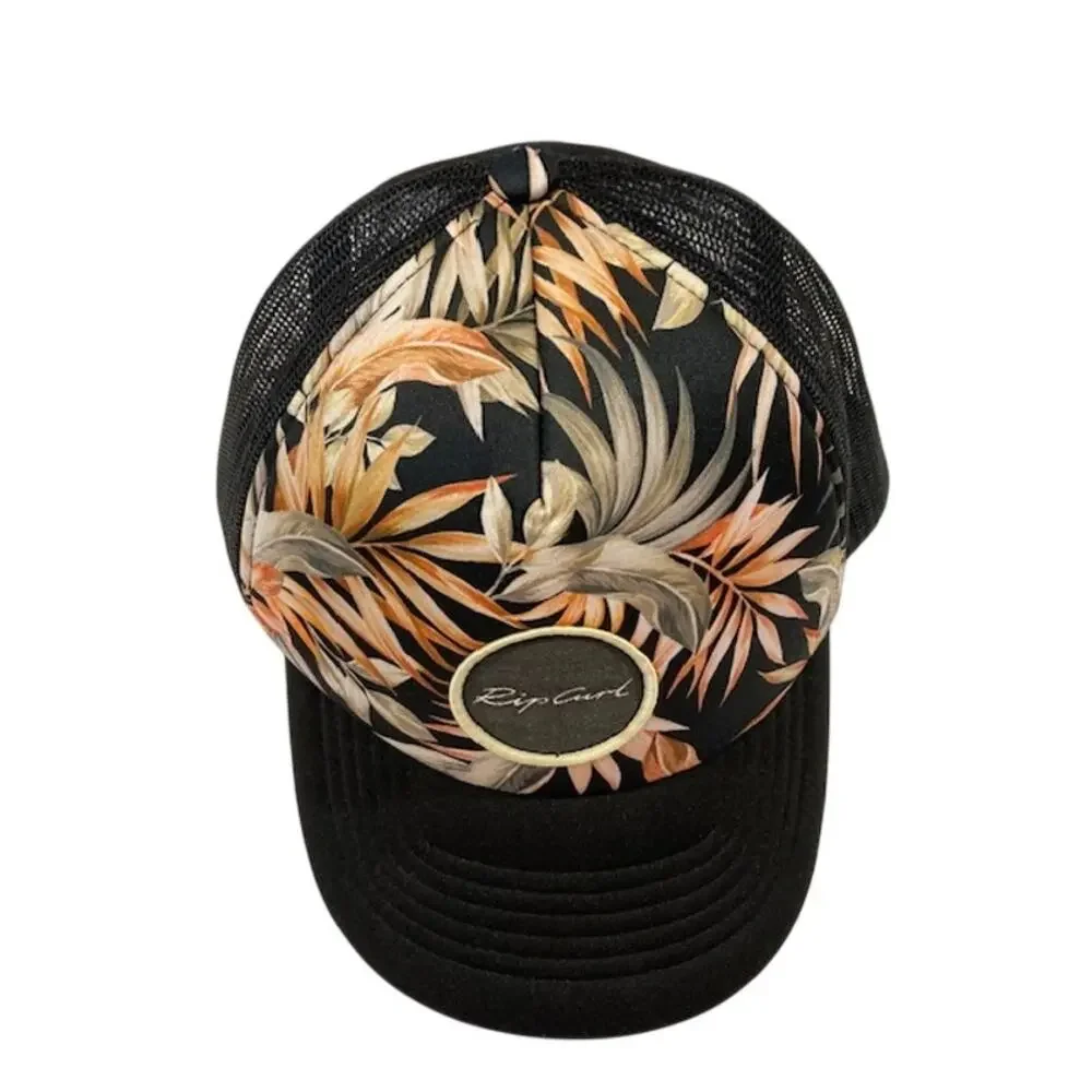 Rip Curl-Low Profile-Black Orange Mesh Men's Tropical Floral Hat
